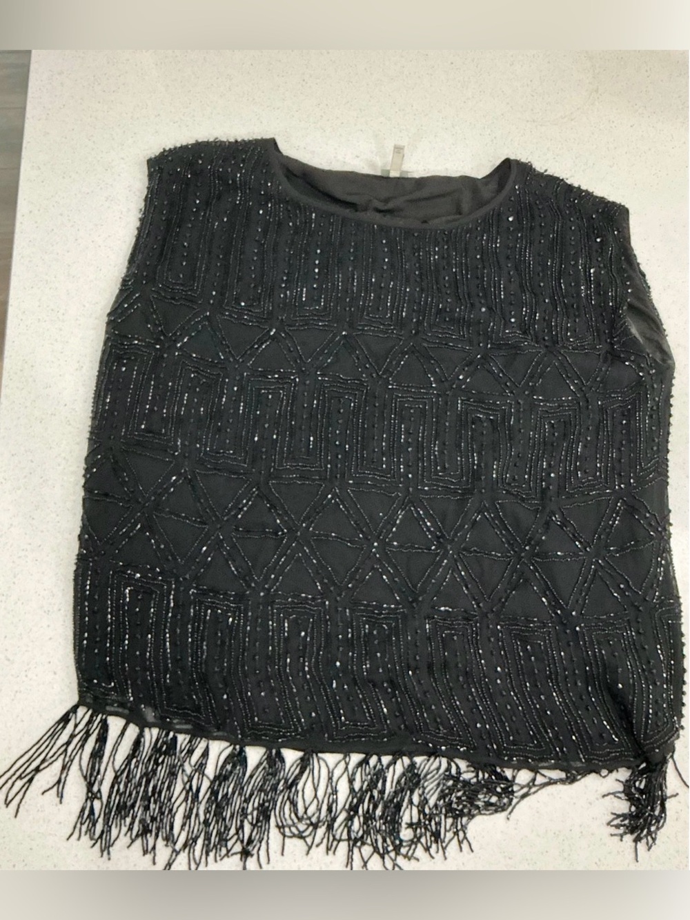 Joie Tank Top Womens Small Black Beaded Sleeveless Boho Blouse